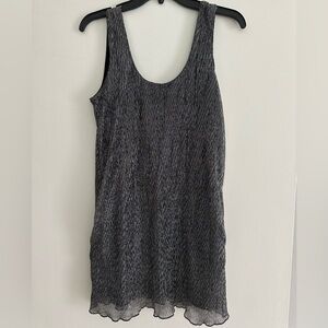 Lovers + Friends Black and Silver Striped Dress